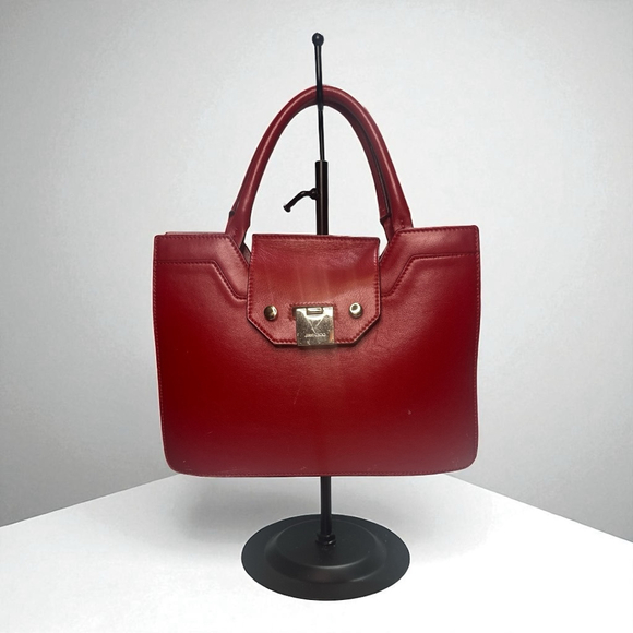 Women's Jimmy Choo Red Leather Satchel Bag One Size with Pink Interior - Picture 1 of 12